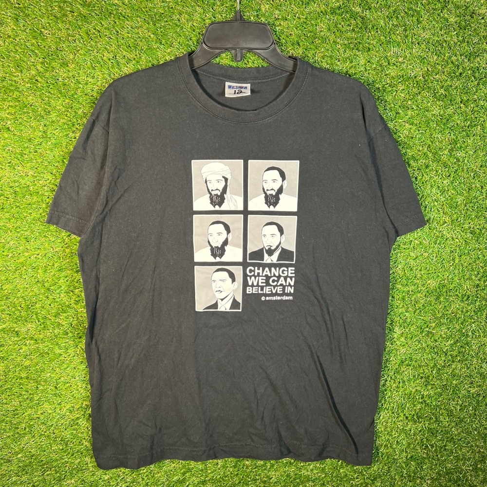 SOL'S Change We‎ Can Believe In Amsterdam Obama Satire Graphic T-Shirt Black L